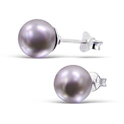 Wholesale 925 Sterling Silver 8mm Round Pearl Stud Earrings