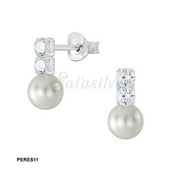 Wholesale 925 Sterling Silver Double Crystal Pearl Stud Earrings