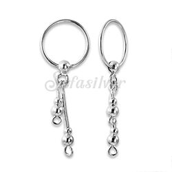 PLAIN SILVER DANGLE SILVER HOOP EARRINGS