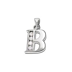 Wholesale 925 Sterling Silver Letter B Cubic Zirconia Pendant 