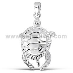 BIG TURTLE MOVING SILVER PENDANT