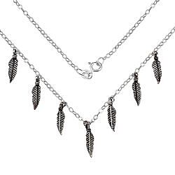 Wholesale 925 Silver Necklace Multi Feather Chain 