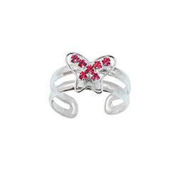 Wholesale 925 Sterling Silver Butterfly Crystal Toe Ring