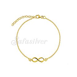 Wholesale 925 Sterling Silver Gold Plated Infinity Plain Bracelet