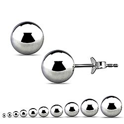 Rhodium Plated Ball Stud earrings