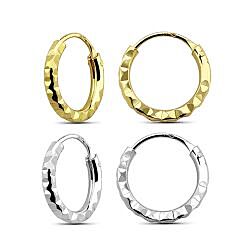 Wholesale 925 Sterling Silver 10mm Diamond Cut Plain Hoop Earrings