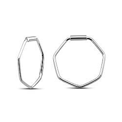 Wholesale 925 Sterling Silver Hexagon Plain Hoop Earring