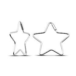 Wholesale Silver 30mm Star Shaped Plain Hoop Earring