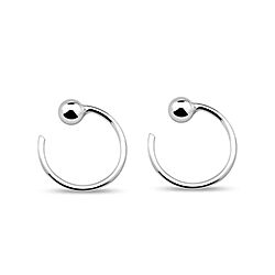 Wholesale 925 Sterling Silver Ball Bead Plain Bali Hoop Earrings