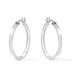 Wholesale 925 Sterling Silver Square Tube Plain Hoop Earring