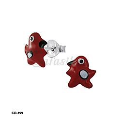 Wholesale 925 Sterling Silver Hand Painted Red Bird Kids Stud Earrings  