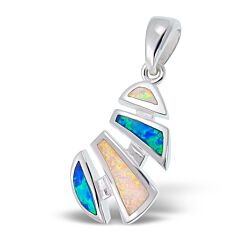 Wholesale 925 Sterling Silver Blue And White Opal Semi Precious Pendant
