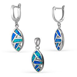 Wholesale 925 Sterling Silver Opal Eyes Semi-Precious Jewelry Set