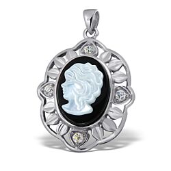 Wholesale 925 Sterling Silver  Black Onyx Semi Precious Pendant
