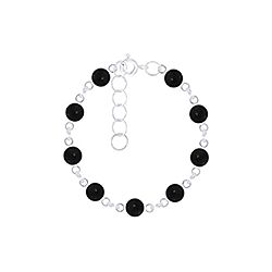 Wholesale 925 Sterling Silver Black Onyx Round Semi Precious Bracelet