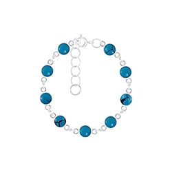 Wholesale 925 Sterling Silver Turquoise Round Semi Precious Bracelet