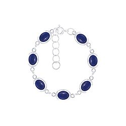 Wholesale 925 Sterling Silver Lapis Oval Semi Precious Bracelet