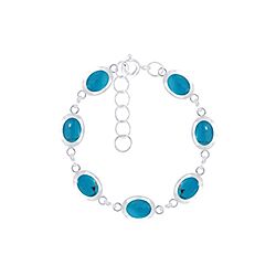 Wholesale 925 Sterling Silver Turquoise Oval Semi Precious Bracelet