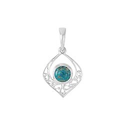 Wholesale 925 Sterling Silver Turquoise Floral Semi Precious Pendant