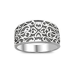 Wholesale 925 Sterling Silver Flower Wide Band Plain Ring
