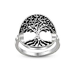 Wholesale Silver Oxidized Life Of Tree Plain Ring