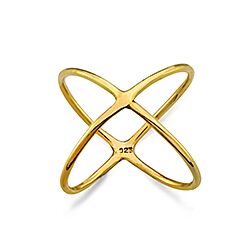 Wholesale 925 Sterling Silver Gold Plated Atomic Plain Ring