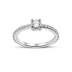 Wholesale Silver Cubic Zirconia Solitaire Pave Ring