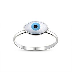 925 Sterling Silver Blue Evil Eye Ring