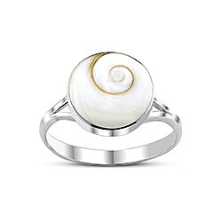Shiva Eye Ring Silver Big Round Shell 