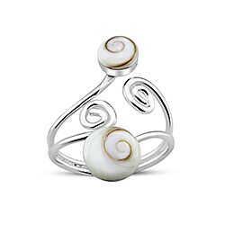 Wholesale Silver Round Double Shell Shiva Eye Ring