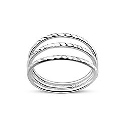 Wholesale Silver 3 Layer Diamond Cut Plain Ring