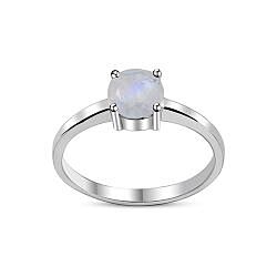 Wholesale 925 Sterling Silver 6mm Moonstone Crystal Semi Precious Ring
