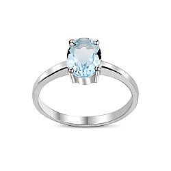 Wholesale 925 Sterling Silver Aquamarine Oval Semi Precious Ring 