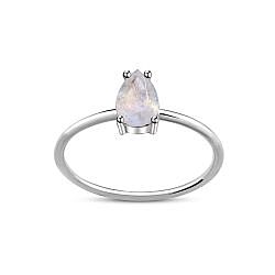 Wholesale 925 Sterling Silver Moonstone Teardrop Semi Precious Ring 