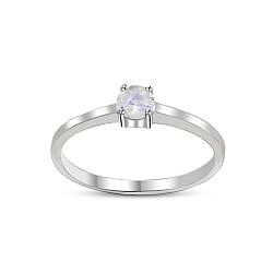 Wholesale 925 Sterling Silver 4mm Moonstone Crystal Semi Precious Ring 