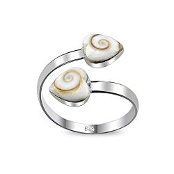 Wholesale 925 Sterling Silver Double Heart Shiva Eye Ring