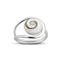 Wholesale Silver Natural Round Seashell Shiva Eye Ring