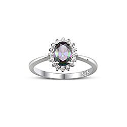 Wholesale 925 Sterling Silver Mystic Topaz Oval Cubic Zirconia Ring