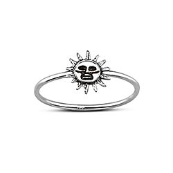 Wholesale Silver Oxidized Sun Face Plain Ring