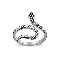 Wholesale Silver Oxidized Snake Plain Ring