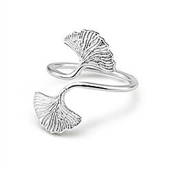 Wholesale Silver Ginkgo Leaf Plain Ring