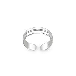 Wholesale 925 Sterling Silver High Polish Striped  Toe Ring


