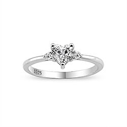 Wholesale Silver Clear Heart Shape CZ Ring 101