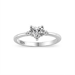 Wholesale Silver Clear Heart Shape CZ Ring 101