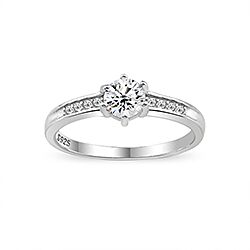 Wholesale Silver Prong Setting Clear CZ Ring 115