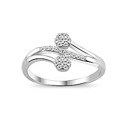 Wholesale Silver Double Flower Clear CZ Ring 