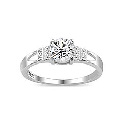 Wholesale Silver Prong Setting Clear CZ Ring 126