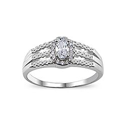 Wholesale Silver Prong Setting Clear CZ Ring 146