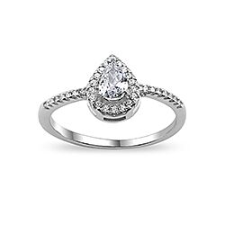 Wholesale Silver Prong Setting Teardrop CZ Ring