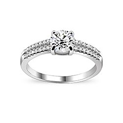 Wholesale Silver Prong Setting Clear CZ Ring 105